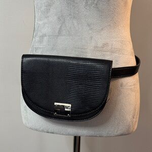 Express Black Textured Crossbody with elastic strap belt bag EUC